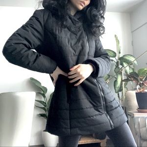 Black Winter Coat with Removable Hoodie (very warm)